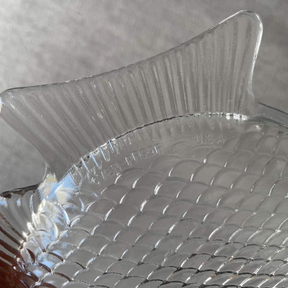 Vintage Clear Glass Fish Serving Platter‎ Tray Oven Proof USA - Picture 3 of 3
